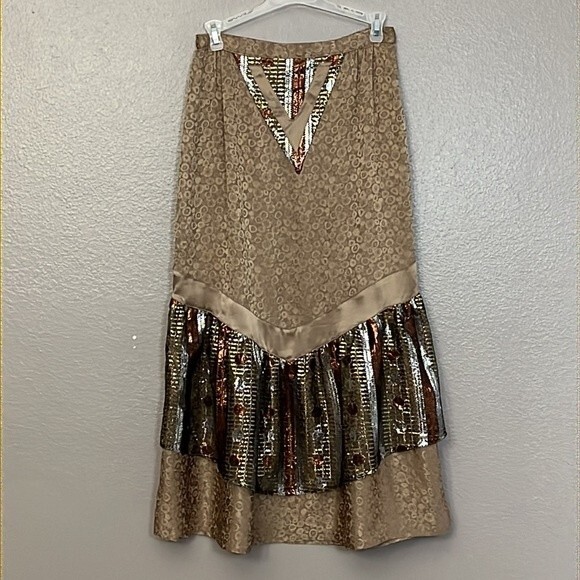 Bellini Paris Mode Silk Skirt Brown size 6 - Picture 2 of 12
